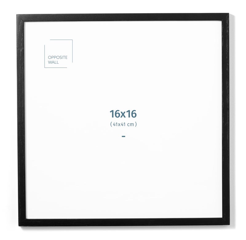 Opposite Wall - 16x16 in - Black Solid Oak Wood Picture Frame - Lightweight, Versatile & Shatterproof - Wall Hanging Poster or Photo Frame - Wall Decor for Office, Gallery & Home - Image 1